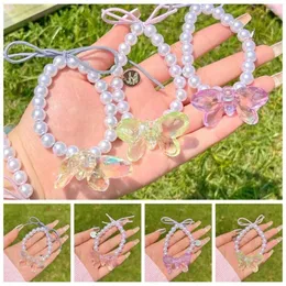 Link bransoletki słodkie motyl perłowe scrunch kolorowe elastyczne włosy lina moda na wysokim poziomie z koralikami bransoletki