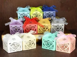 100Pcsset Heart Laser Cut Hollow Carriage Baby Shower Favors Boxes Gifts Candy Boxes Favor Holders With Ribbon Wedding Party Supp6648904
