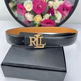 Французский роскошный RLL Belt Женский дизайнерский дизайнерский высококлассный ремень простота черная, розовые и белые производители оптом