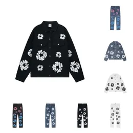 Designer dżinsowe dżinsy kurtki dżinsy teers z kapturem kaptura Kapok Women Black Spoders Suit Hip Hop Rap Street Jeans Modna talk show muzyka dżinsowe dżinsy xz xz