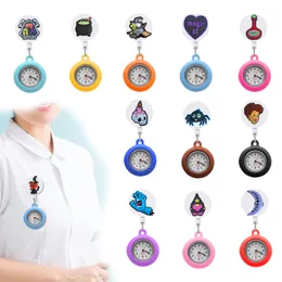 Party Favor Witch Clip Pocket Watches Brosch FOB Nurse Watch med Second Hand Analog Quartz Hanging Lapel For Women and Men Drop Deliv Otem1