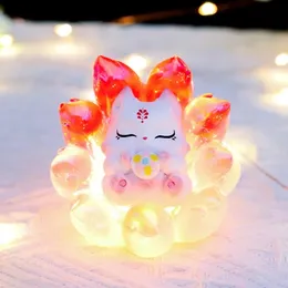 Ancient Nine Tailed Fox Rose Fairy Night Light Series Blind Box Toys Kawaii Doll Action Figure Toy Collectible Model Mystery Box 240514