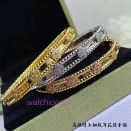 AAA Vancllf Высококачественная версия роскошного браслета Clover Kaleidoscope Bracelet Womens Узкий издание Diamond v Gold 18k Rose