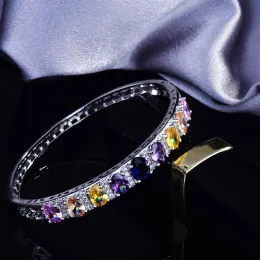 Bangles QTT Women's Fashion Coloured Bracelet Korean Hollowed Out Diamond Plated Jewelry Gift Style Retro Bracelet