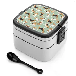 Dinkware Beagle Scatter Mint Bento Box School Kids Lunch Rectangular Deale Contener Dogs Dogs Modello per animali domestici Vintage Retro