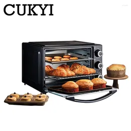 أفران كهربائية Cukyi 32L Mini Automatic Oven Multifunction Machine 1500W Three Bayers Cake Pizza Attlice Mitching Tools Eu