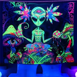 Leerzeichen Hexerei abstrakte gedruckte Wandteppich ästhetische Yogamatte Decke Hippie Dekor Alien Wand hängen