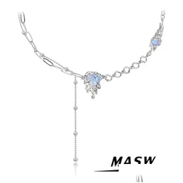 Collane a pendente masw Design originale Collana del cuore blu 2022 Trend Nuovo metallo in rame Spessa catena placcata per donne Gioielli Dhjjv DHJJV