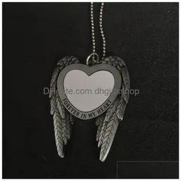 Pendant Necklaces Sublimation Fashion Jewelry Blank Wings Car Hanger Transfer Printing Consumables Drop Delivery Pendants Dhvn1