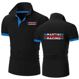 Erkek Tişörtler 2024 Yeni Erkek Yaz Ekim Spor Polo Gömlek Martini Yarış Polo Avrupa Boyutu Yaka Pamuk T-Shirt S-6XL T240515