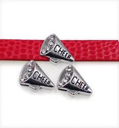 100pclot hole 8mm rhinestones cheer slide charm diy charms fit for 8mm leather wristband keychains fashion jewelrys2987585
