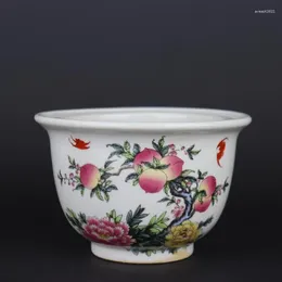 Bottles Chinese Famille Rose Porcelain Pot Peach Peony Pattern Flowerpot 5.90 Inch