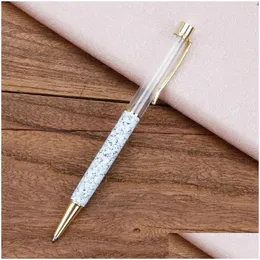 Ballpoint Pens Wholesale Diy Pen Marble Crystal Handmade Self-Assembling Sand Shell Glitter Foating Drop Delivery Office School Busi Dhmbc