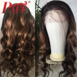 Wigs Paff Wavy 360 Lace Frontal Wig 1B33# 30# Preuck Hairline 150 كثافة ماليزيا REMY HUSM