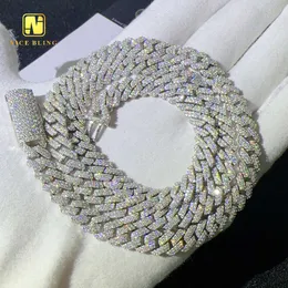 Günstiger Preis 2 Reihen Silber Kubaner Ketten Heißer Verkauf Moissanit Diamond Cuban Link 8mm Anhänger Halskette Armband Hüft -Hop -Juwely