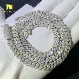 Preço barato 2 linhas Correntes cubanas de prata Hot venda moissanite diamante link cubano de 8 mm de colar de pingente de pingente jóias de hip hop