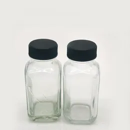 Garrafas de vidro de 2 oz com tampas largo de suco de boca largo garrafas de tiro transparente mini frascos redondos garrafas com tampas pequenos recipientes para líquidos suco