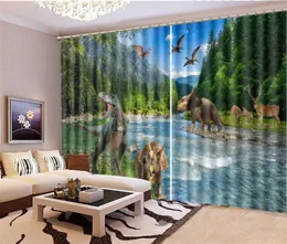 Cortina inteira para sala de estar linda floresta ferociosa dinossauro bonito e prático Curtains de impressão digital 3D1605547