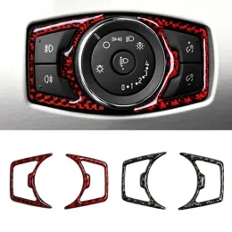 Klistermärken för Ford Mustang Car Styling Carbon Fiber Headlight Switch Knappar Trim Klistermärken Biltillbehör 20152020 Interiörinredning