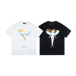 TEMSİLCİ Yuvarlak Boyun Üst T-Shirt Lüks Tasarımcı Tee Moda Erkek Tişörtler Melek Mektup Baskılı Desen Yaz Serin Çift