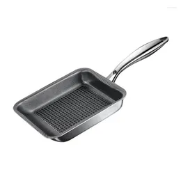 Pans Stainless Steel 316 Frying Pan Triply Kitchenware SS Handle Non-Stick Coating Single Side Honeycomb Fire Textured Pattern