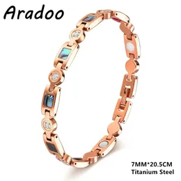 Steel Magnetic Bracelets for Women Zirconia Abalone Jewelry Stainless Slimming Link Bracelet Mothers Day Gift 240423