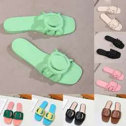 Беспорядка дизайнерские сандалии кожаные резиновые каблуки женские тапочки