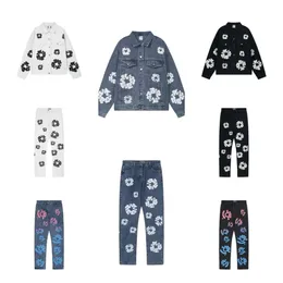 Designer dżinsowe dżinsy kurtka dżinsowa kurtka bluza z kapturem Kapok Women Black Spoders Suit Hip Hop Rap Street Jeans Mash