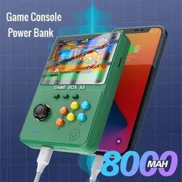 2023 X5 Game Power Bank tragbare Retro -Handheld -Konsole 8000mAh Kapazität 4 Zoll Soft Light Color Screen 10000 Spiele 240430