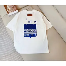 Luis Viton Shirt Designer T Shirt Mens Luxury Shirts Chest Letter Laminated Print Short Sleeve High Street Loose Casual Pure Cotton Street Shorts Sleeve 422
