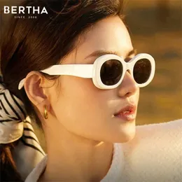 Óculos de sol ovais de Bertha copos de olho de gato combinados antibelinx óculos uv400 quadro preto descoloração Sense Advanced Girls 240511