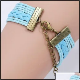 Charm armband charm armband nya tvärflätat läderrep för kvinnor män relius Jesus älskar oändlighet armband handgjorda juvelr drop dhgj8