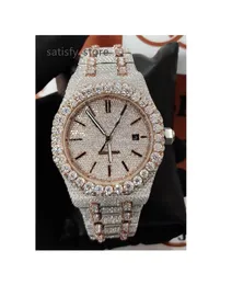 VVS VVS Moissanite Diamond ghiacciato Buss fatti a mano in tempesta di alta qualità Down Movimento automatico Materiale in acciaio inossidabile Orologio