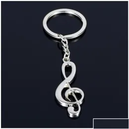 Keychains Lanyards Keychains Lanyards New Key Chain Ring Sier Plated Musical Note Keychain For Car Metal Music Symbol Chains Drop De Dhpw0