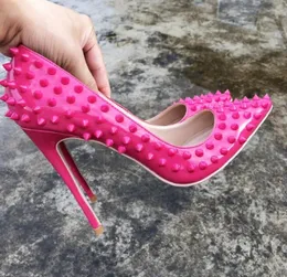 2022 News Style Style Casual Designerin weißes Kleid Schuh Patent Leder Spikes Punkte High Heels Schuhe Pumps Braut Hochzeitsfeier Schuhe 6082926