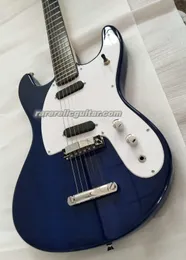 In Stock Ventures Johnny Ramone Mosrite Mark II Blue Electric Guitar Tune-A-Matic and Stop Tailpiece Single Coil Pickups White Pickguard