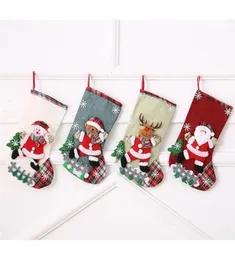 4PCS Creative Festival Candy Bags Christmas Stocking Decorative Xmas Gift Bag Hanging Stocking Party Gift For Children7373336