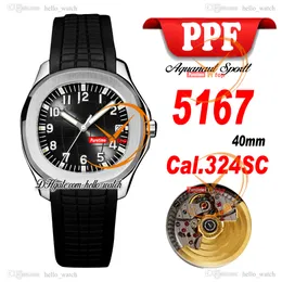 新しい40mm 5167A-001 Cal.324Scオートマチックメンズウォッチグレーテクスチャダイヤル5167スチールケースブラックラバーストラップゲントスポーツウォッチhello_watch e256a