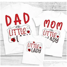 Familienübergreifende Outfits Ladybug T -Shirt Schöne Geburtstagsmädchen Party Kleidung Lustige Hemden Set Grafik Tees Geschenk Drop Lieferung Baby Kinder DHPQF