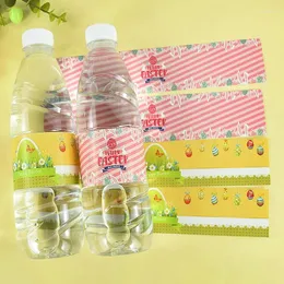 Decoração de festa 24pcs Easter Water Bottle Rótulo adesivos desenho animado ovos coloridos adesivo impermeável infantil decoração de aniversário