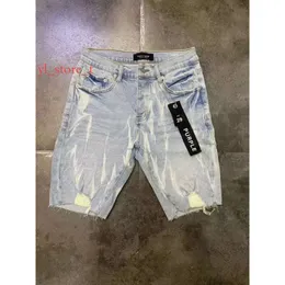 Purple marki projektant Mens Purple dżinsy Shorts Street Hip Hop Casual Short Knee Lenght Jean Clothing Wysokiej jakości szorty Dżinsy jeansy 7cc7