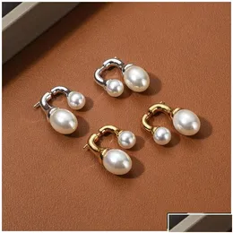 Estudação de garanhões de vento e tamanho de pérola de tamanho e traseiro S925 Sier agulha Trendência de moda All Match Fashion 18K Gold Jewelry Gift Acessorie Dhkgh