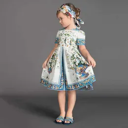 Платья для девочек детское платье для вечеринки для вечеринки напечатано вечернее платье по случаю дня рождения