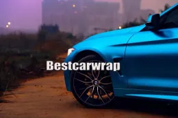 Aufkleber Titanium Blue Satin Chrom Car Wrap Film Vinyls mit Luftblasen frei für Luxusfahrzeug Grafik Guss Vinylabziehbilder mit Folie 1