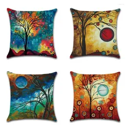 Pillow 1pc Abstract Oil Painting Cover Dream Tree Case Vintage Decorative Sofa Chair