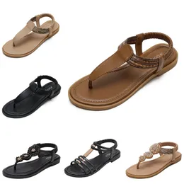 2024 New Clip-on Sandals Womens Shoes Bohemian 민족 스타일 컬러 블로킹 레트로 여행 로마 신발 브라운 블랙 흰색 분홍색 gai