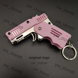 Model gun keychain Mini Keychain Gun Rubber Band Gun Toy Pistol Alloy Kid Outdoor Party Folding Metal Gusn Gifts Boyfriend Fidget Toys 55b6