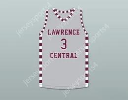 Custom Nay Youth/Kids Jake Laravia 3 Lawrence Central High School Bears Grey Basketball Jersey 2 Top Stitched S-6XL