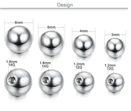 プレーンボールスクリューイヤースタッドリップバー眉毛舌腹ボタンリングビーズボールアクセサリー2mm 25mm 3mmホースシューステンレス鋼5317721