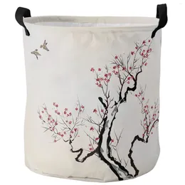 Bolsas de lavanderia Plum Blossom Branch Ink Style Style Dirty Basket Caskable Home Organizer Clothing Kids Toy Storage